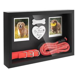 Pet Keepsake Photo Frame Black Rectangle <b>Shadow</b> <b>Box</b> With Dog Collar Leash Display Wall Mounted For Living Room Bedroom Study - Product Image 1