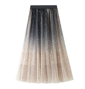 Ecowalson Jupe <span class=keywords><strong>tutu</strong></span> en maille à sequins étoiles féeriques pour femmes Jupe longue en tulle brillante à taille élastique - Product Image 4