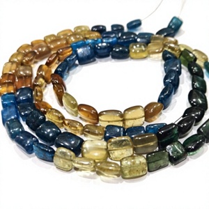 Perles d'apatite multicolores naturelles, forme coussin, 10 mm, lisses, 8 pouces de long - Product Image 1