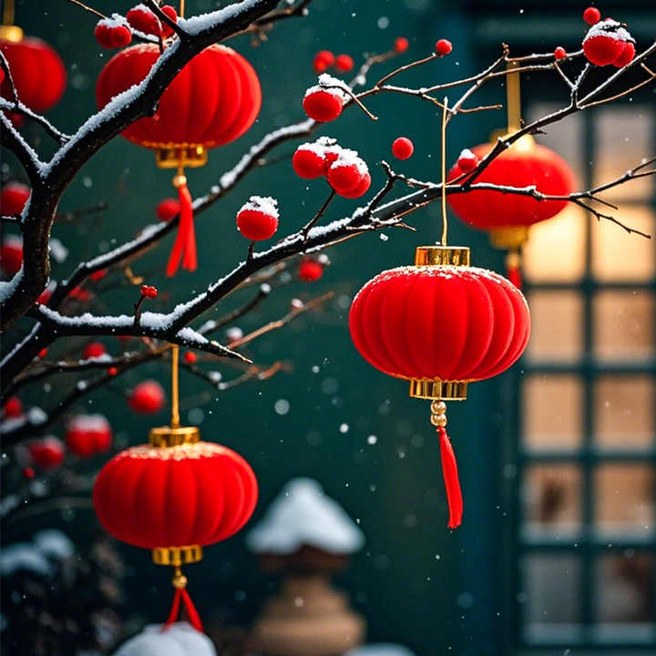Mini Flocking Red Lanterns - Perfect for Chinese New Year