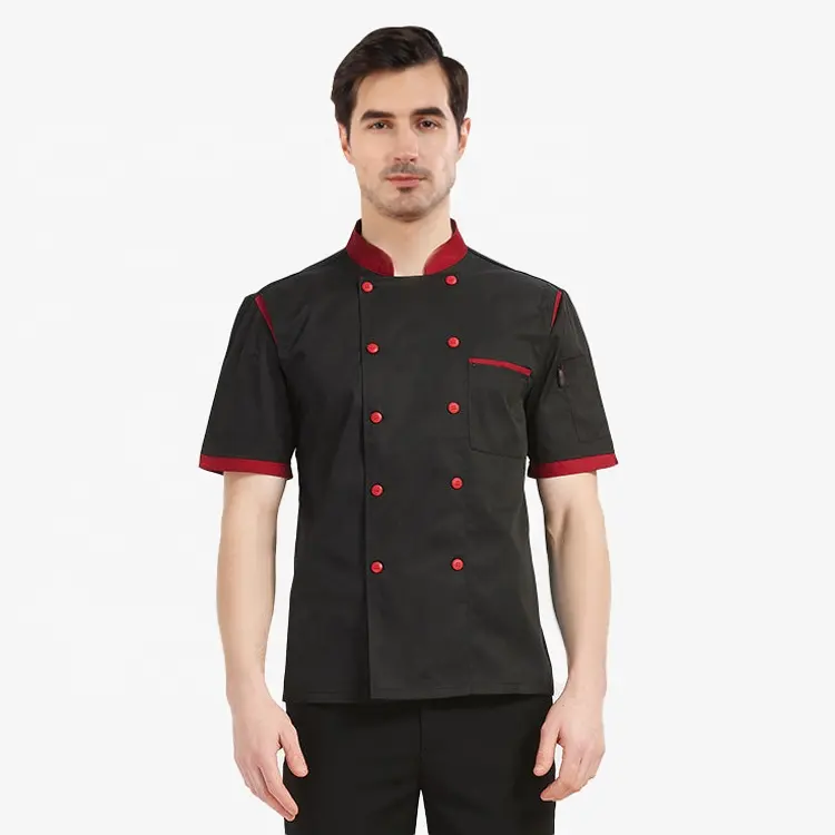 Design economico Indonesia Cook Black Kitchen Men Chef Uniform Jacket