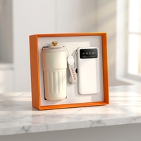 Tasse à café à affichage numérique avec logo personnalisé + chargeur mobile promotionnel intégré à quatre fils avec instructions