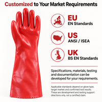 Gants de travail industriels personnalisés en PVC enduit, résistants à l'huile, imperméables, doublés polyester, épaisseur 1,5 mm, manchette longue 27, 35, 40, 45 cm, vente en gros