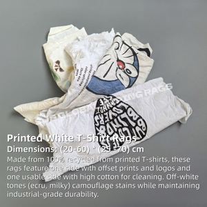 Trapos de Algodón de Grado Industrial con Excelente Poder de Limpieza para Equipos Industriales, Trapos de Camiseta Blancos Impresos - Product Image 2