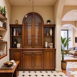 French Style Modern <b>Wooden</b> Panel Home Bedroom Furniture Wine Tableware Storage <b>Cabinet</b> Removable Shelves Living Room Villas - Product Image 1