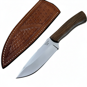 Couteau de chasse artisanal avec manche en bois et étui en cuir – Couteau de camping d'extérieur à lame fixe de qualité supérieure - Product Image 1