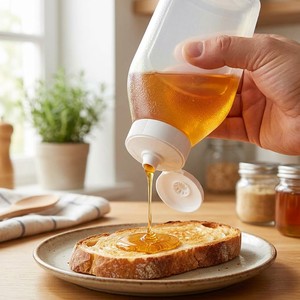 Bouteille à presser en PP résistante à la chaleur <span class=keywords><strong>de</strong></span> 350 ml avec embout pointu blanc pour le miel, la sauce aux huîtres, la confiture et le ketchup - Product Image 6