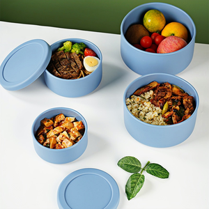 Boîte à bento en silicone durable, empilable, sans BPA, pour l'emballage alimentaire, avec couvercle anti-fuite, micro-ondable et réutilisable - Product Image 4