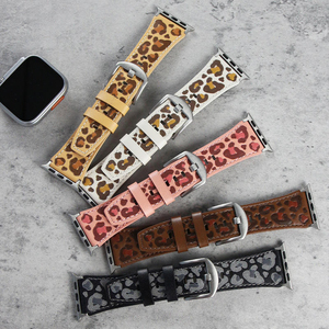 Correa de reloj Upro de cuero genuino para Apple Watch 7 6 5 4 3 2 1, correa para Iwatch 5 con estampado de leopardo, correa de cuero de 38/40/41 45/44/42 mm - Product Image 2