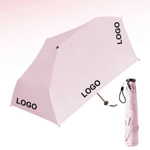 Parapluie anti-UV japonais ultra léger en tissu nylon 190T Pongee, pliable en trois, avec logo personnalisé - Product Image 1
