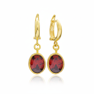 Oval Shape Garnet Stone Turkish Wholesale Handmade 925 Sterling <b>Silver</b> <b>Dangle</b> for Woman <b>Earrings</b> - Product Image 2
