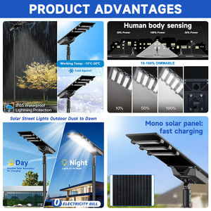 Produit phare : Lampadaire solaire LED intégré tout-en-un étanche IP67 en aluminium pour extérieur, 240W, 300W, 400W, 500W, 600W - Product Image 3