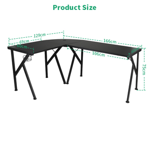 WS4547 모양 책상 OEM 컴퓨터 게임 테이블 멋진 디자인 PC 테이블 사무실 컴퓨터 좁은 조정 가능한 책상 사무실 - Product Image 4
