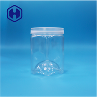 Pot en plastique PET hexagonal unique de 540 ml de qualité alimentaire avec couvercle à vis anti-fuite sans BPA, fond ondulé, pour le stockage de collations, de bonbons, de sucre