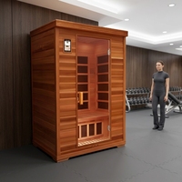 Sauna de Vapor Seco Portátil Moderna para 2 Personas, con Calentador de Carbono de Bajo EMF e Infrarrojos Lejanos, en Madera de Hemlock/Cedro Rojo Sólido