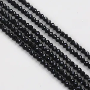 2mm doğal faceted siyah spinel taş boncuk