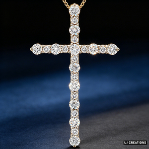 CUSTOM SILVER 10K/14K/18K GOLD PLATED LAB GROWN CVD DIAMOND CLASSIC ENGAGEMENT <b>GIFT</b> SWEATER CHAIN NECKLACE CROSS PENDANT - Product Image 5