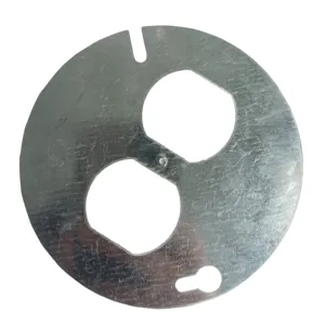Coperchio rotondo argento in acciaio zincato da 4 pollici una presa Duplex scatole di metallo Utility coperture piatte coperchio della scatola elettrica