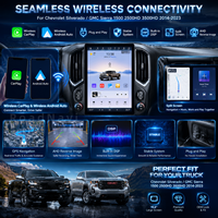 Écran double système RoadNavi 15,6 pouces, navigation Android pour Chevrolet Silverado GMC 2014-2023, vidéo multimédia, CarPlay sans fil, GPS