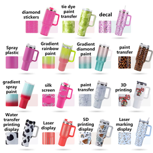 Vaso Térmico de Acero Inoxidable de 40oz al por Mayor con Asa y Popote, Taza de Oficina de Gran Capacidad, Botellas de Agua Aisladas al Vacío de Diseño - Product Image 2