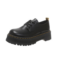 Chaussures Oxford à plateforme pour femmes 2026, style punk Martin, avec coutures jaunes, à lacets, semelle épaisse antidérapante, mocassins habillés. Support OEM ODM.