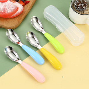 Cuchara para Bebé de Acero Inoxidable 316 de Primera Calidad, Cuchara Segura para la Autoalimentación de Niños Pequeños, Juego de Cucharas para Alimentos Complementarios para Bebés - Product Image 2