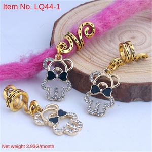 1 sac Dirty Braid Hairpin Hairpin Buckle Girl's Headwear Braid Alloy Point Drill Oil Drop Bear Pendant European American Style Party - Product Image 6