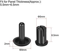Clips à pression Rivets 5mm x 8.5mm Panneau de circuit imprimé Fixations en nylon Noir