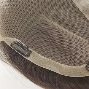 Perruque toupet pour <span class=keywords><strong>femme</strong></span> en cheveux humains Remy, tissée à la main, à clipser, naturelle, indienne, pour blond, lisse soyeux, 100% cheveux humains - Product Image 5