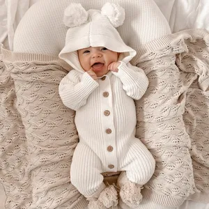 2024 New Arrival Custom Wholesale Unisex Plain Luxury Babi Newborn Organic Cotton Knit Baby Blanket