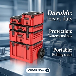 Caja de Herramientas con Ruedas Apilable e Impermeable, Modular, Multifuncional, de Plástico - Product Image 2