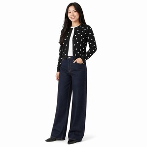 <span class=keywords><strong>Cardigan</strong></span> da Donna a Pois con Bottoni, <span class=keywords><strong>Nero</strong></span>, Corto, in Maglia con Puntini Bianchi OEM/ODM - Product Image 3