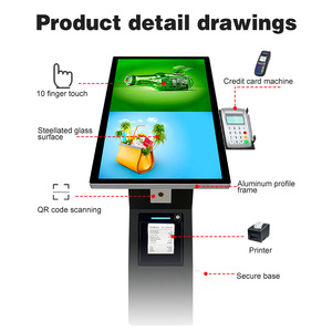 ตู้ขายตั๋วพิมพ์ลายตารางสำหรับอาหารและเครื่องดื่มแนวตั้งสีดำขนาด15.6นิ้ว - Product Image 5