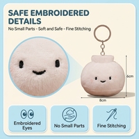 Porte-clés en peluche Kawaii en forme de pain vapeur, prêt à être expédié, pendentif en peluche sur le thème alimentaire, breloque de sac, accessoire visage souriant CE EN71 CPC ASTM