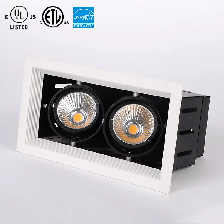 Superior quality recessed cob 2x30w led grille light twin gimbal downlight