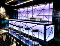 Fabrication OEM de comptoirs de bar LED élégants pour discothèques, bars à vin, restaurants, avec éclairage LED RVB