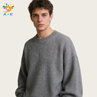 AJB Pull-over d'hiver pour homme, couleur unie, en laine douce tricotée, respirant, anti-plis, à manches lanternes, avec dessins personnalisés