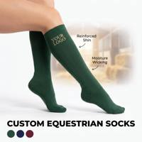 Chaussettes d'équitation vertes Hunter de qualité supérieure avec logo doré personnalisé, chaussettes de compétition montantes pour l'équitation