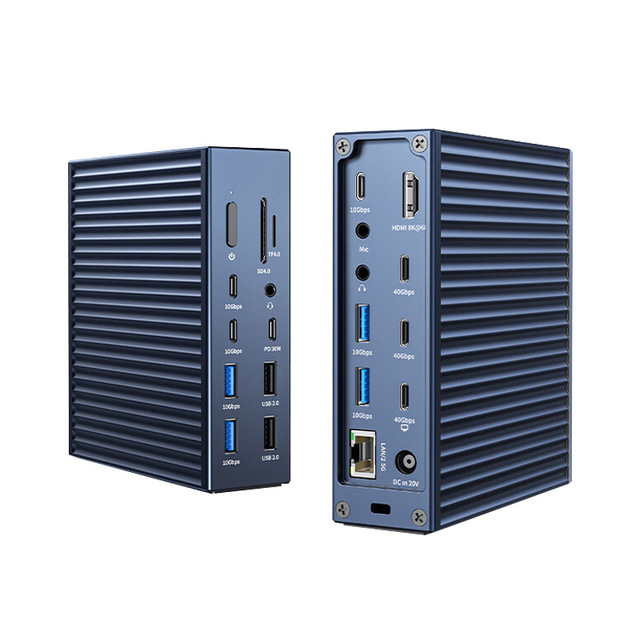 Thunderbolt 4 Docking Station Type-C Metal Notebook Hub Extender 40Gbps Three-Screen Display Audio Video Accessory Docking
