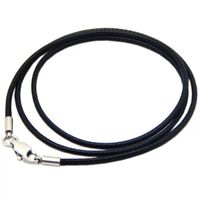 Collier noir tissé cordon en cuir acier inoxydable fermoir mousqueton hommes femmes