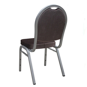 Meubles de banquet d'occasion modernes empilables en tissu gris, métal, acier, tube, chaise de banquet à dossier rond bon marché pour hôtel - Product Image 3