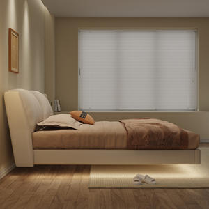 Tête <span class=keywords><strong>de</strong></span> <span class=keywords><strong>lit</strong></span> moderne haut <span class=keywords><strong>de</strong></span> gamme <span class=keywords><strong>de</strong></span> style crème avec revêtement en <span class=keywords><strong>tissu</strong></span> et en cuir, cadre en bois, mousse haute densité pour chambre d'hôtel - Product Image 4