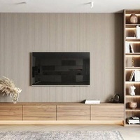 Dekorasi Dinding TV Ruang Tamu WPC Tahan Air Anti Lembab Panel Dekoratif Modern Desain 3D Tahan Api Hotel
