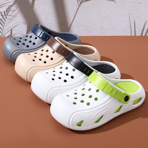 White Green <b>Clogs</b> With Thick Sole Non Slip Breathable Outdoor Sandals For Men Women Summer Wear - Product Image 4