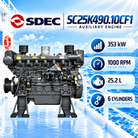 Moteur marin auxiliaire SDEC SC25K490.10CF1 353kW 1000RPM, générateur de puissance pour navire 25.2L 6 cylindres, équipement de bateau