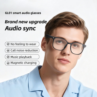 Lunettes Audio Intelligentes GL01 – 3 Montures Optionnelles, Haut-parleurs Ouverts, Double Haut-parleur, Chargement Magnétique V5.4, Réduction du Bruit
