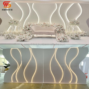 Events Custom Modern <strong>Wedding</strong> Backdrop White Wave Shape Acrylic Pvc 3d <strong>Wedding</strong> Backdrop Stage <strong>Decoration</strong> With Led Light - Product Image 2