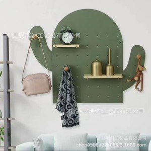 Green Bear Shape Wooden Pegboard Wall Mounted Storage <b>Rack</b> With <b>Shelves</b> For Entryway Decor And Display - Product Image 4