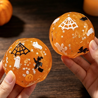 Bola Kulit Renyah Buatan Tangan Gaya Natal & Halloween Squishy Mainan Fidget Pereda Stres Buatan Tangan Murni DIY Kotak Misteri