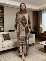 Nuevo Vestido Musulmán de Lino con Estampado Geométrico, Estilo Tradicional Islámico para Mujer, Ligero y Transpirable, Moda Primavera-Verano
